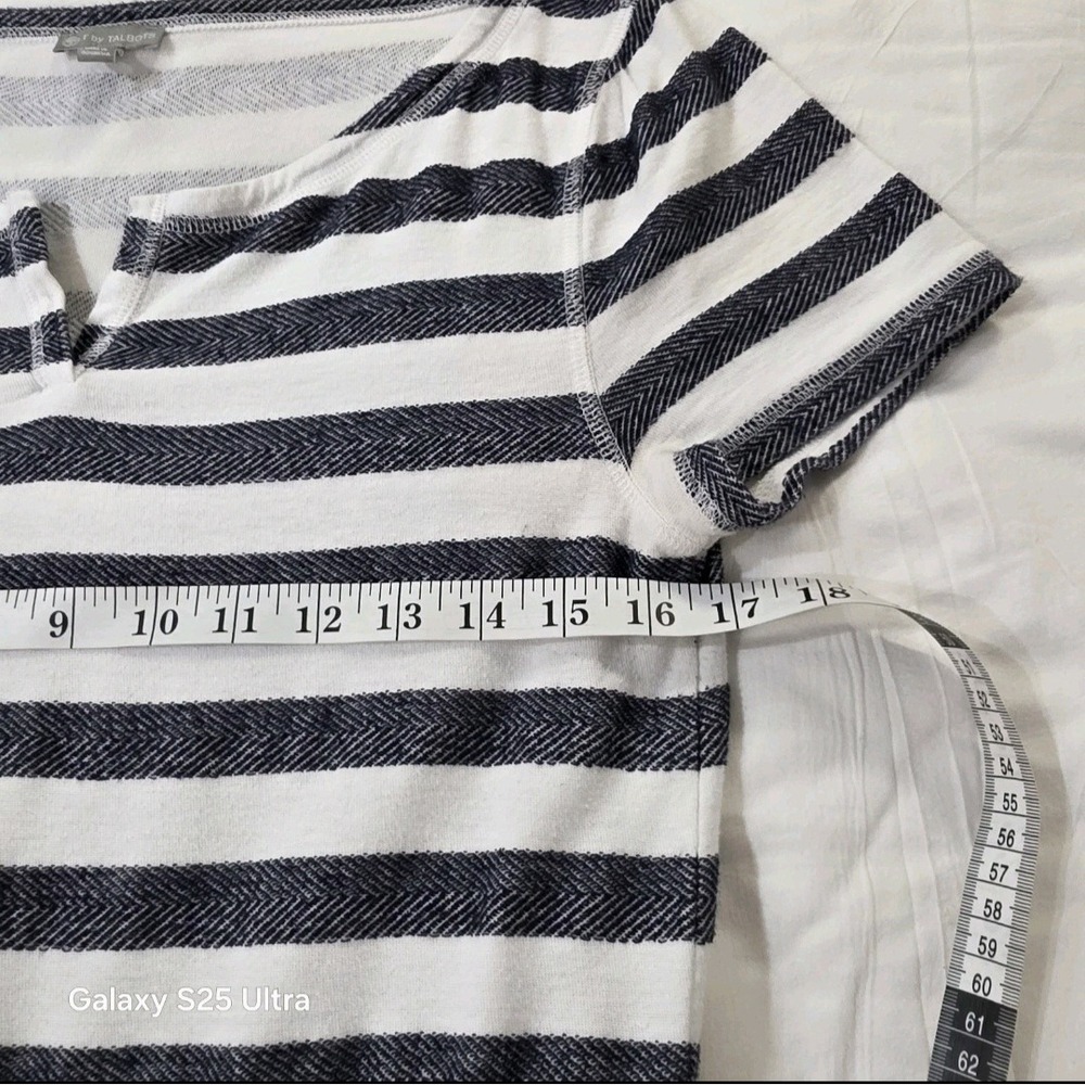 T by Talbots Women's Navy Blue Striped Drawstring Waist Athletic Dress M golf - Picture 4 of 8